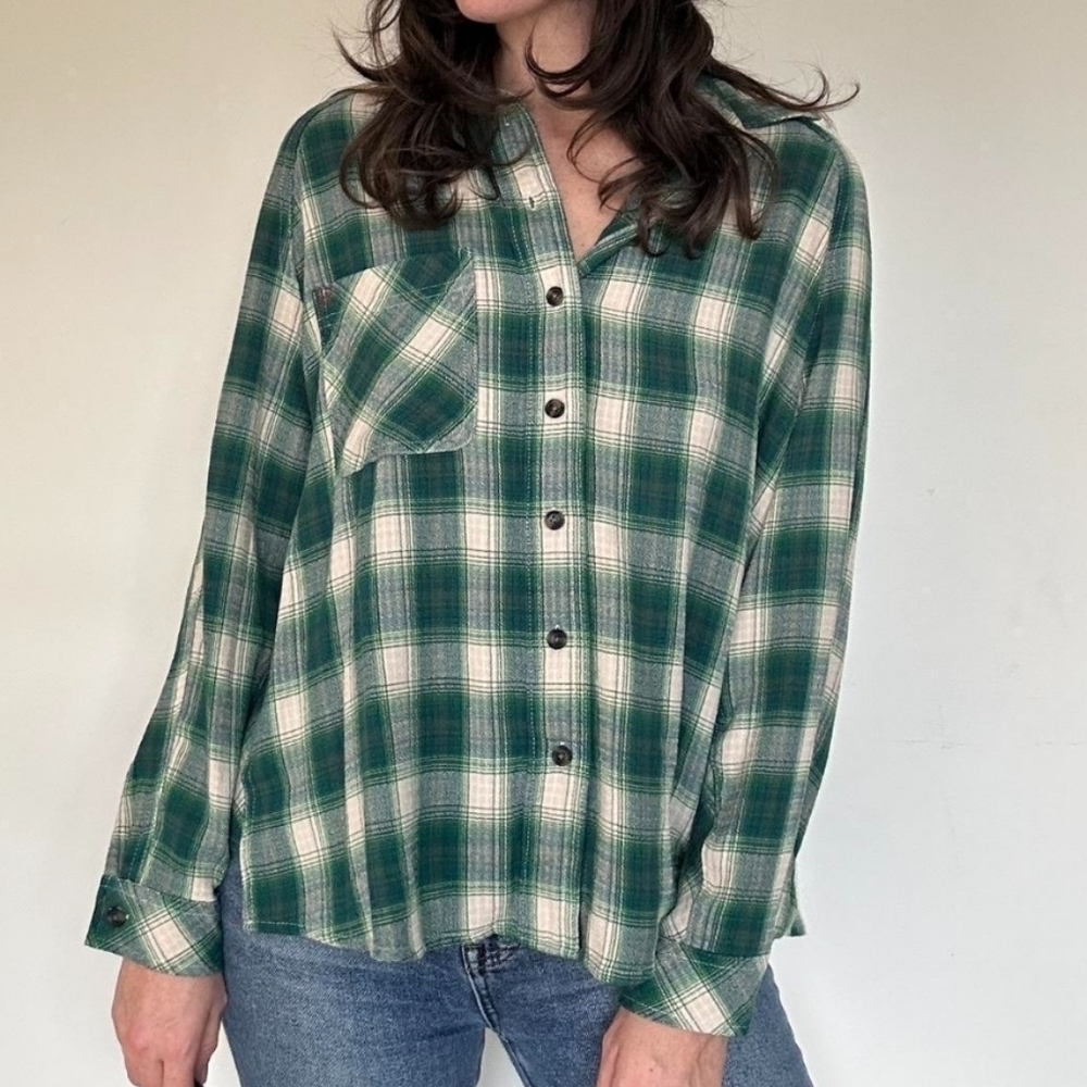UO Plaid Slouchy BDG Gauzy Keanu Button-Down Shirt